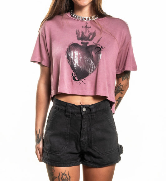 SULLEN CLOTHING INFIERNO WISTFUL MAUVE PINK LADIES T-SHIRT