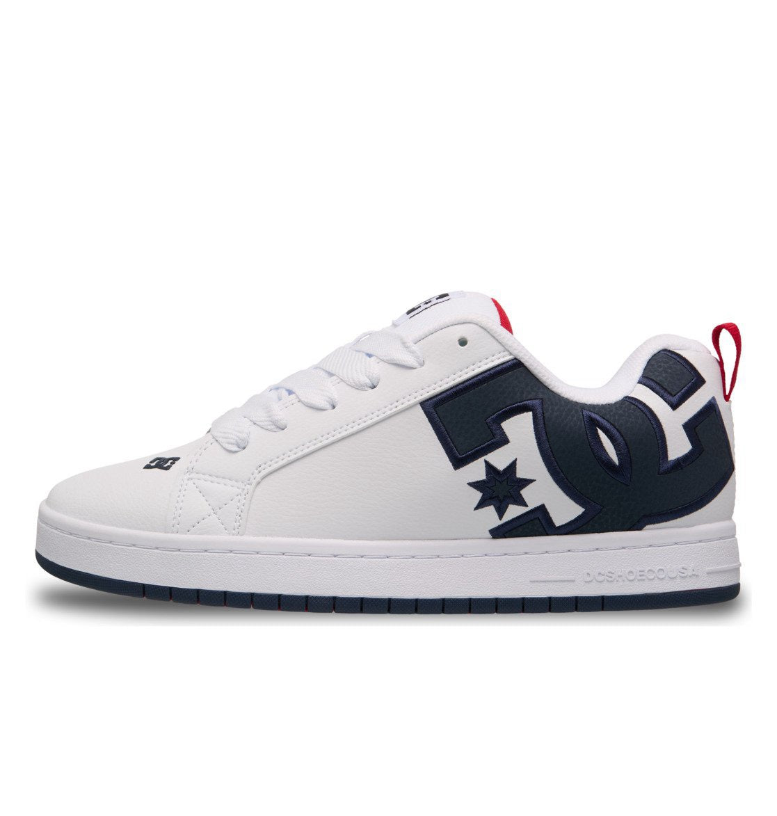 DC SHOES COURT GRAFFIK WHITE NAVY RED LEATHER TRAINERS
