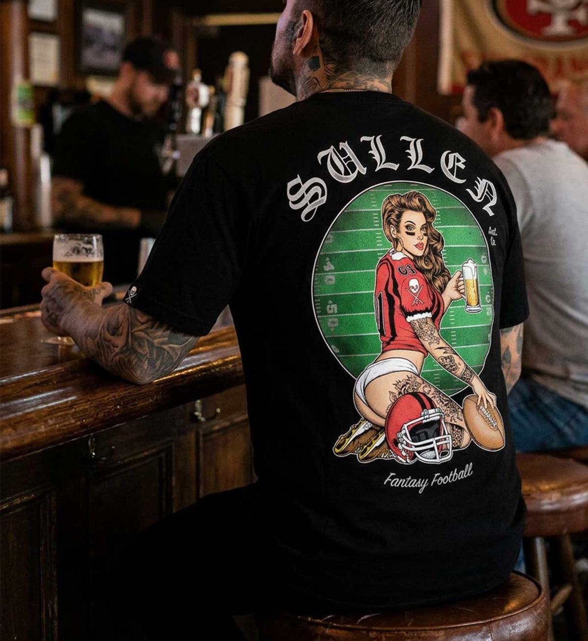 SULLEN CLOTHING FANTASY FOOTBALL "1 TON" OVERSIZED HEAVYWEIGHT PREMIUM T-SHIRT