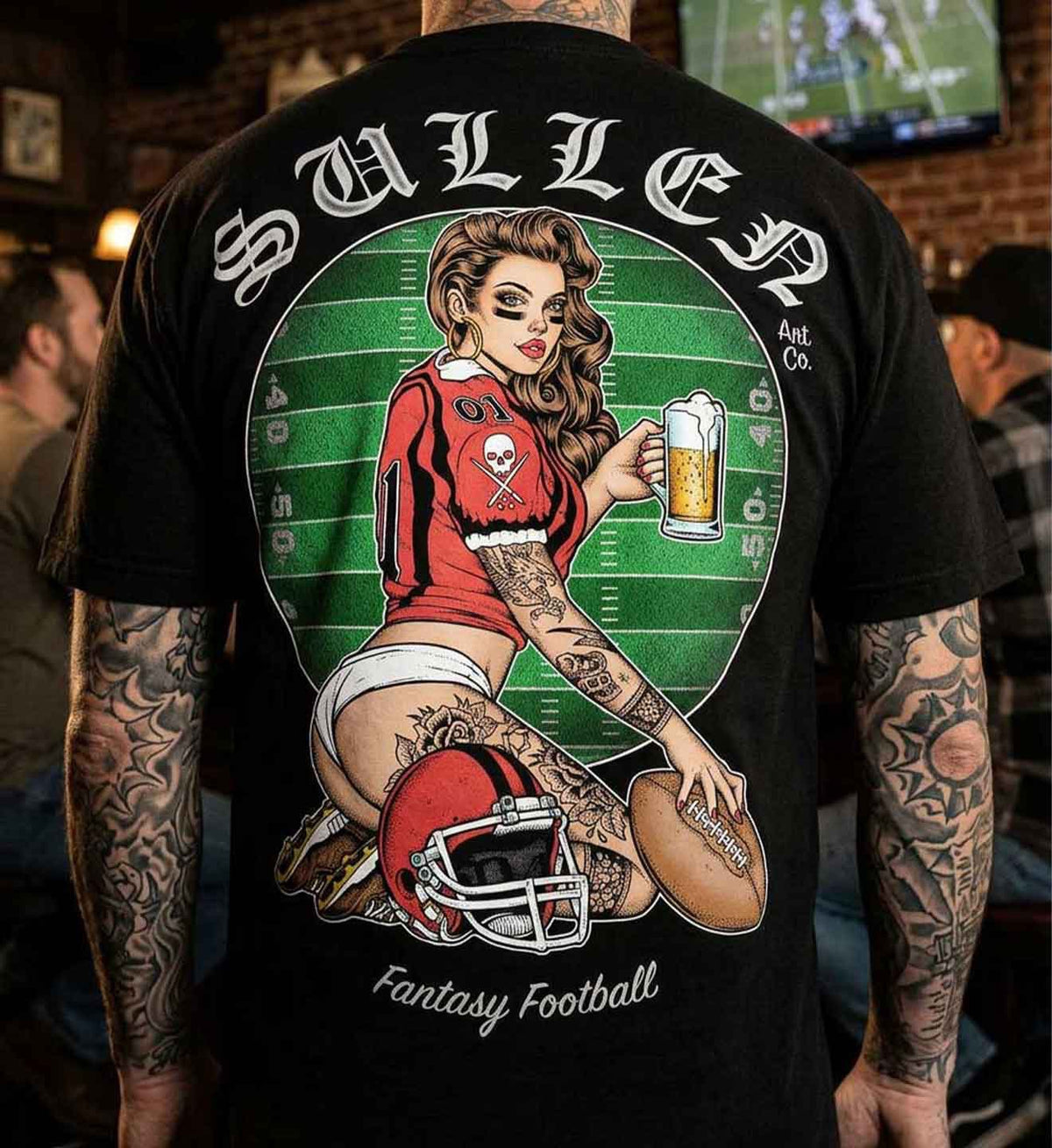 SULLEN CLOTHING FANTASY FOOTBALL "1 TON" OVERSIZED HEAVYWEIGHT PREMIUM T-SHIRT