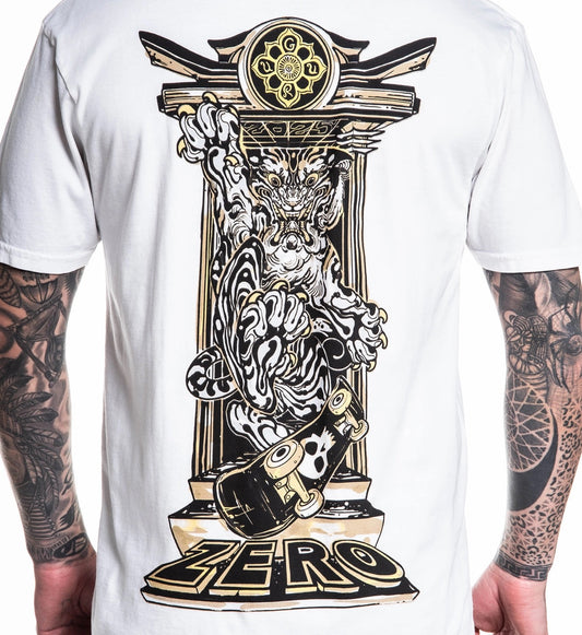 SULLEN CLOTHING GURU X ZERO SKATEBOARDS WHITE PREMIUM T-SHIRT