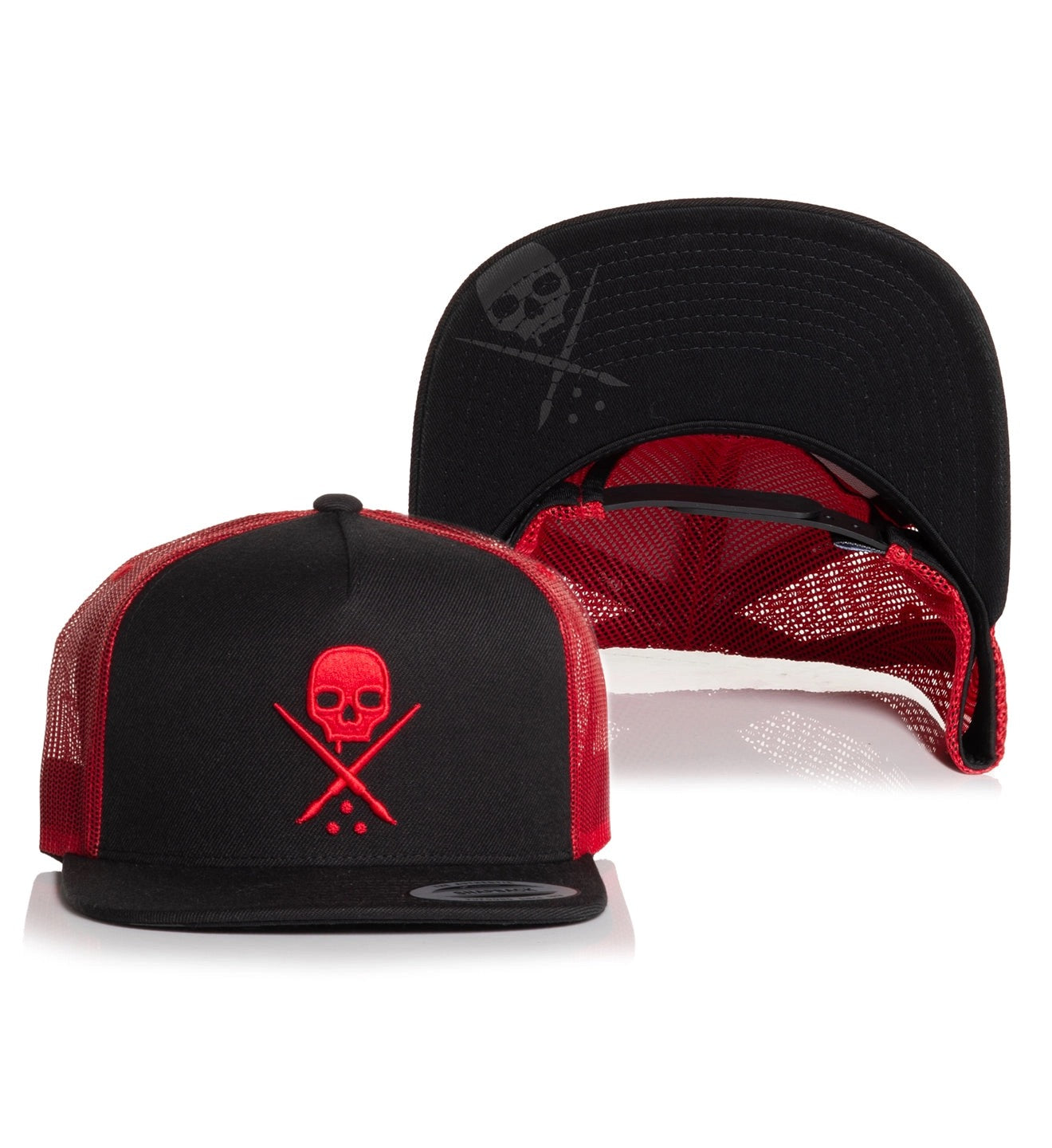 SULLEN CLOTHING BADGE MESH BLACK & RED TRUCKER HAT SNAPBACK CAP