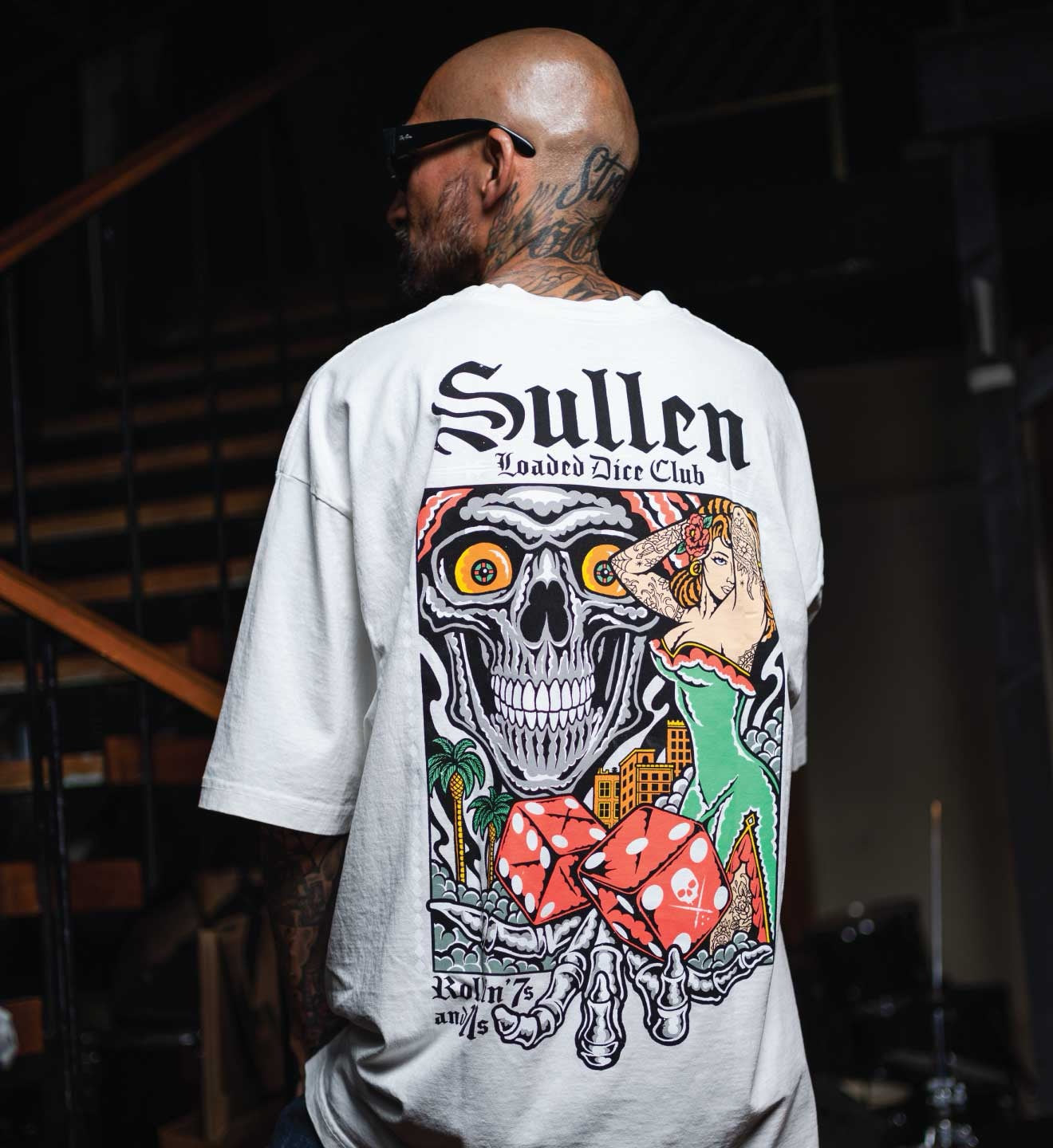 SULLEN CLOTHING LOADED DICE "1 TON" WHITE PREMIUM HEAVYWEIGHT T-SHIRT
