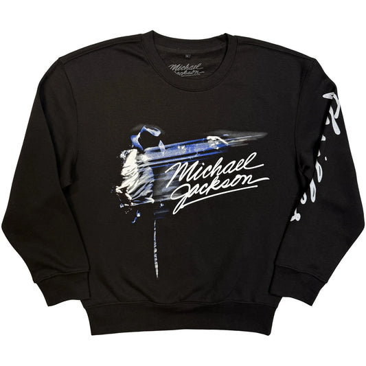 Michael Jackson Unisex Sweatshirt: Thriller / Hat Poses (Black) (Back Print)