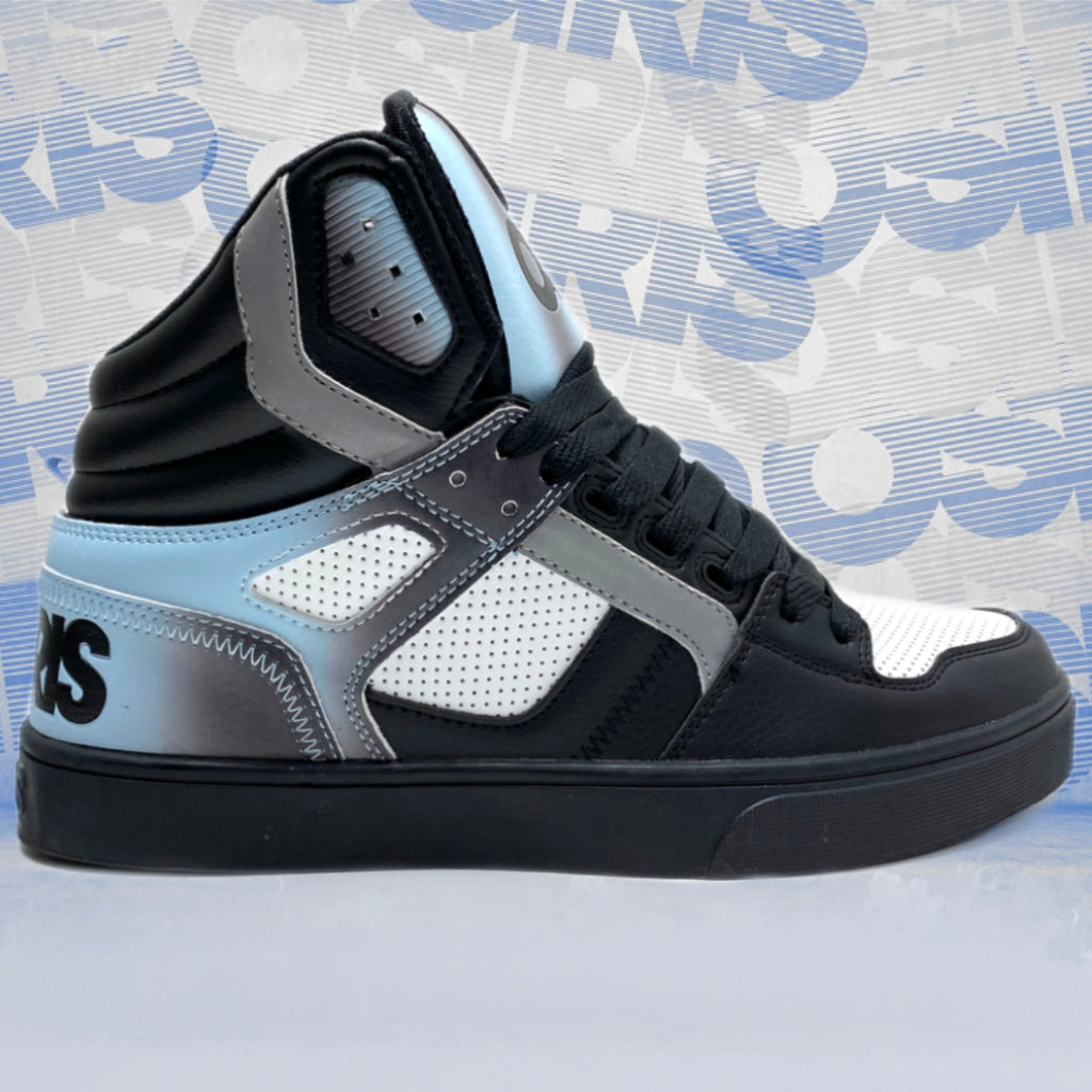 OSIRIS SHOES CLONE BLACK CYAN FADE TRAINERS (UK 8 EUR 42)
