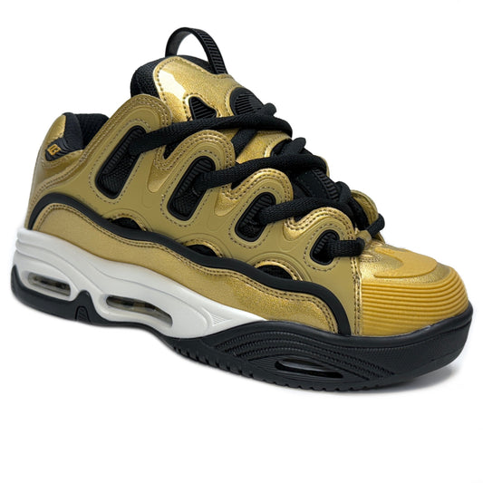 OSIRIS SHOES D3 2001 GOLD BLACK WHITE TRAINERS (UK 8)