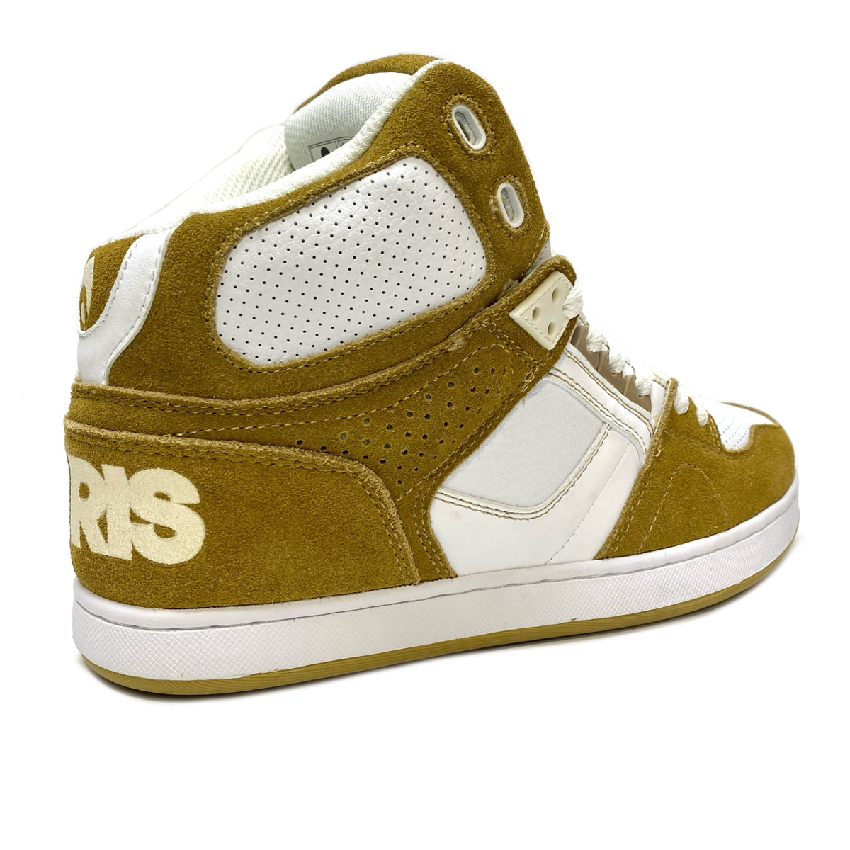 OSIRIS SHOES NYC 83 CLK LIGHT BROWN & WHITE HIGH TOP TRAINERS (UK 7)