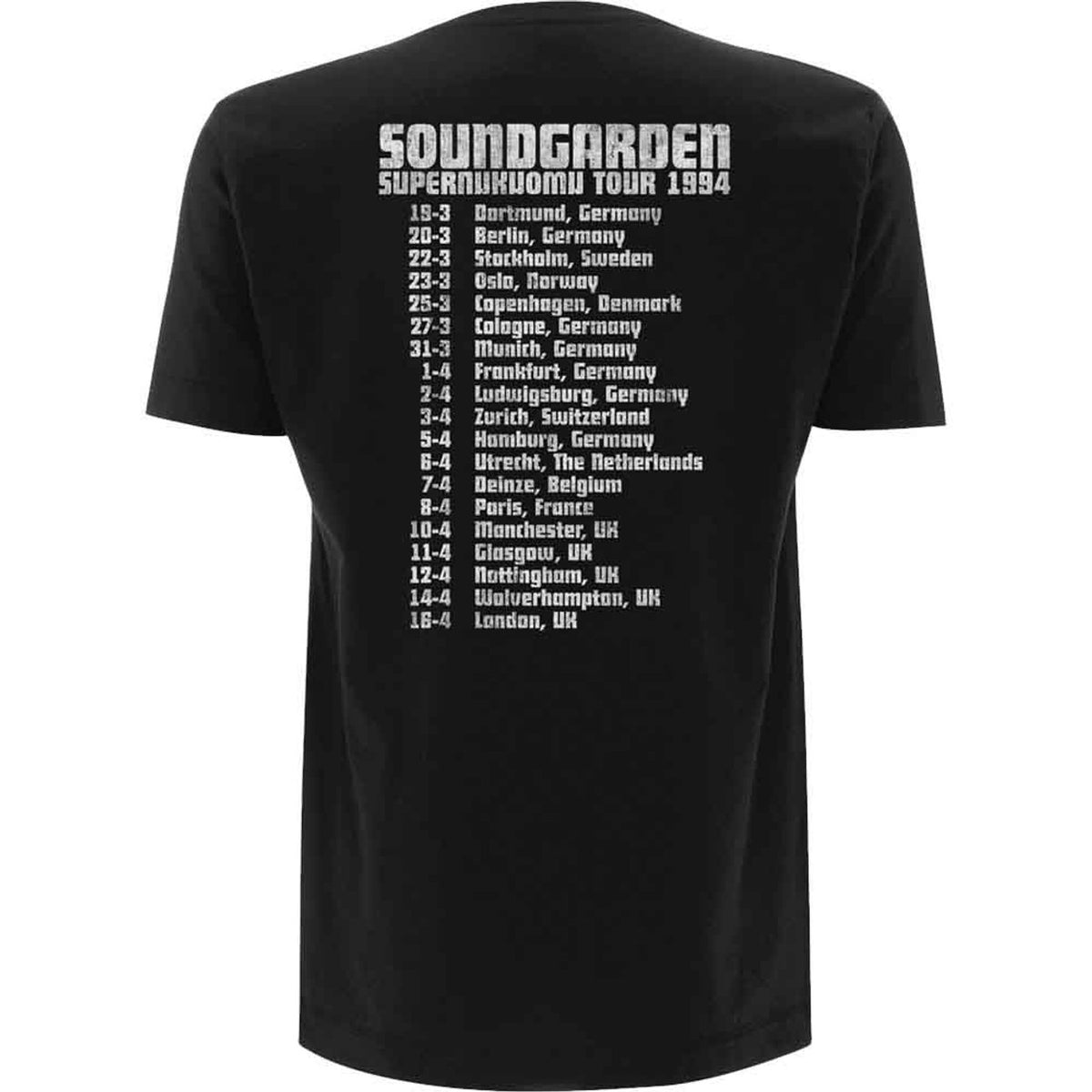 Soundgarden Unisex T-Shirt: Superunknown Tour '94 (Black) (Back Print)