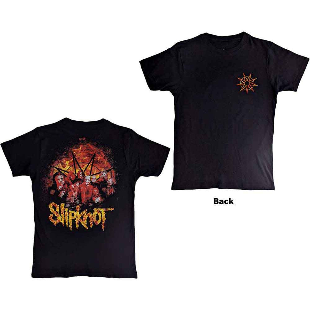 Slipknot Unisex T-Shirt: The End, So Far Flame Logo (Black) (Back Print)