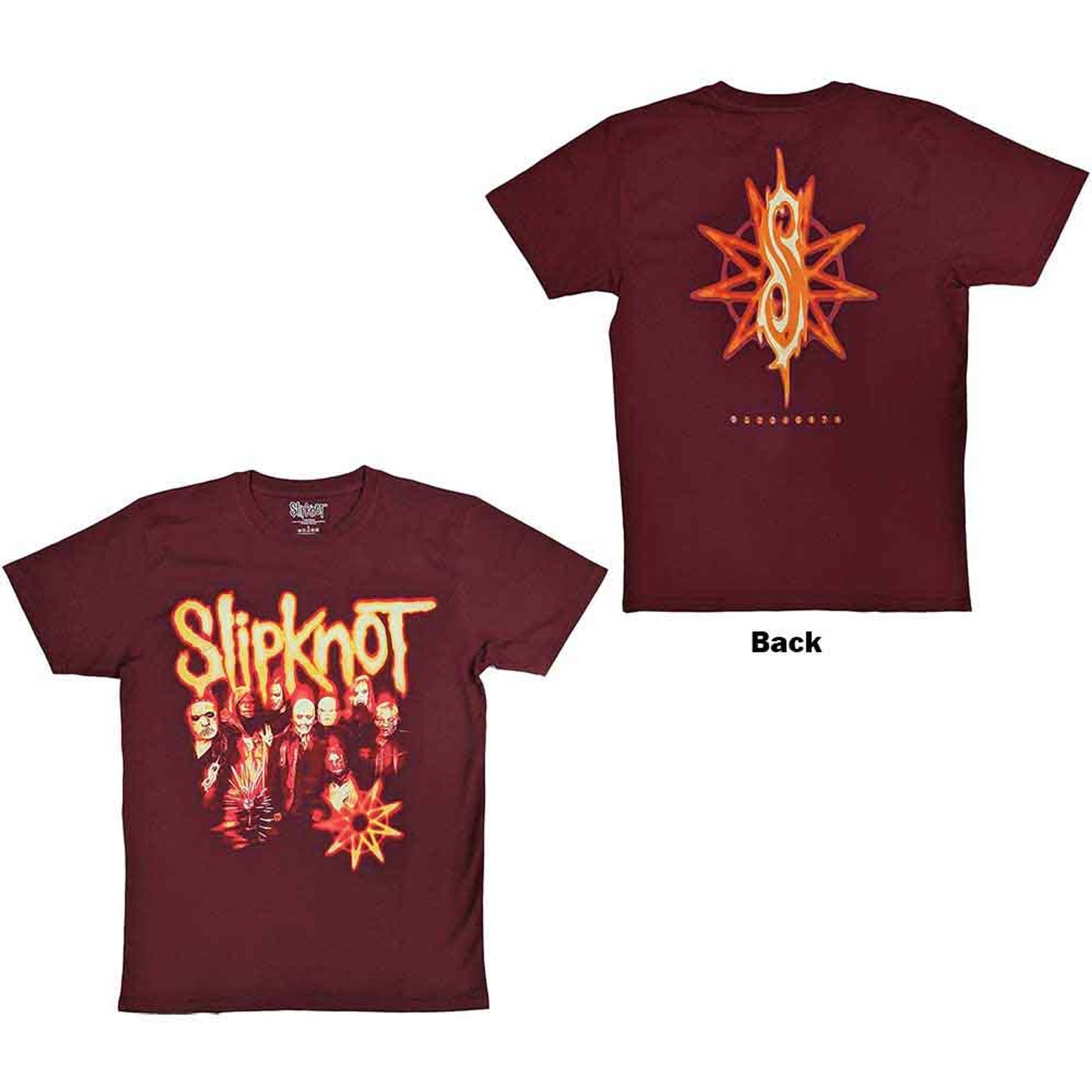 Slipknot Unisex T-Shirt: The End, So Far Group Photo Tribal S Nonogram (Maroon Red)