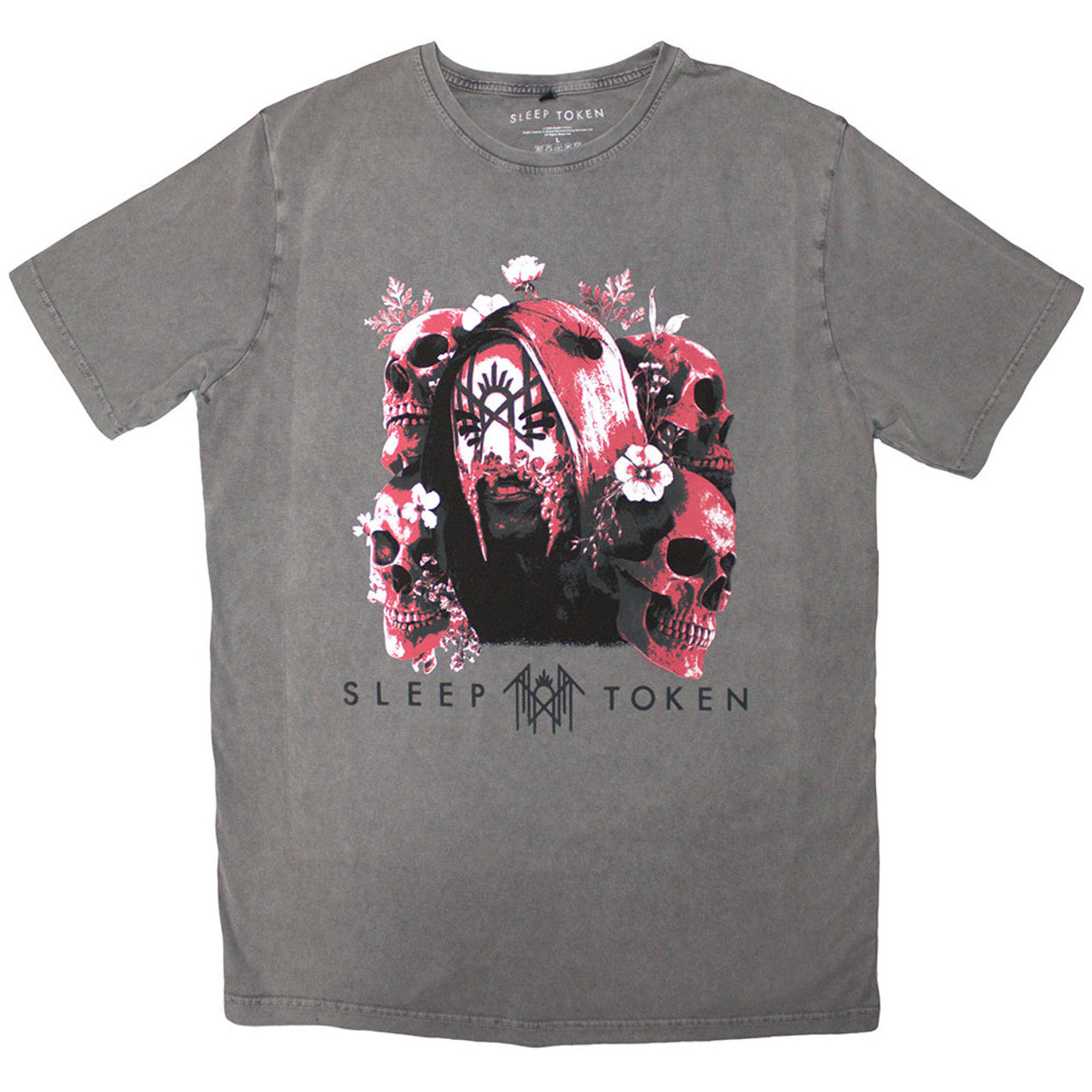 SLEEP TOKEN SKULL & FLOWERS STONEWASH UNISEX T-SHIRT