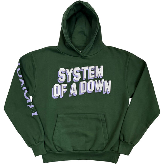 System Of A Down Unisex Pullover Hoodie: Hollywood Logo Tour '26 (Green) (Back Print & Ex-Tour)
