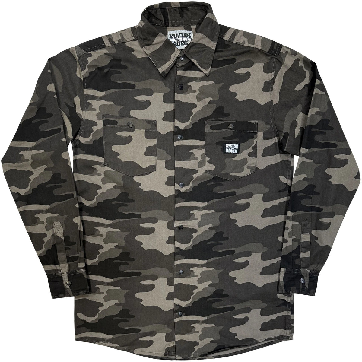 System Of A Down Unisex Shirt: Logo Tour '26 (Camouflage Green) (Back Print & Ex-Tour)