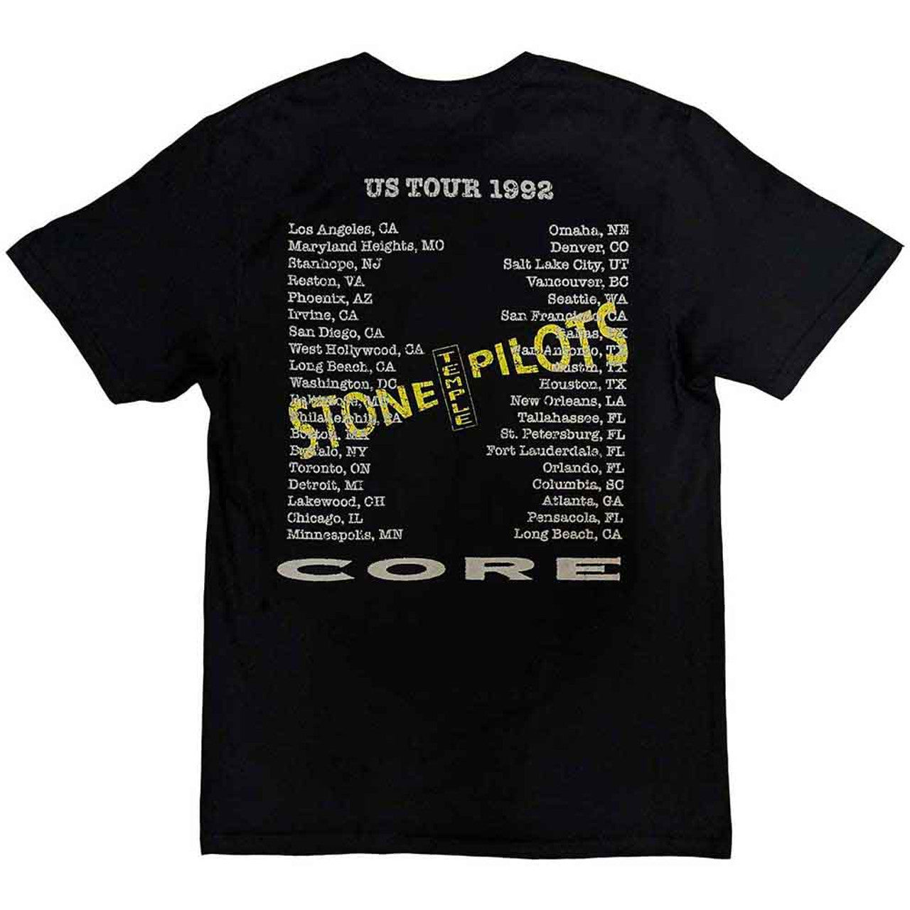 Stone Temple Pilots Unisex T-Shirt: Core US Tour '92 (Black) (Back Print)