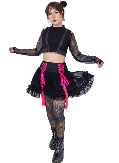 POIZEN BLACK PINK CHAOTIC SKIRT
