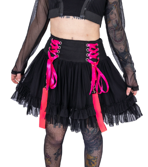 POIZEN BLACK PINK CHAOS SKIRT