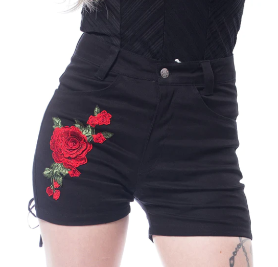 POIZEN VIXXSIN LADIES ROSE ORCHID SHORTS - BLACK