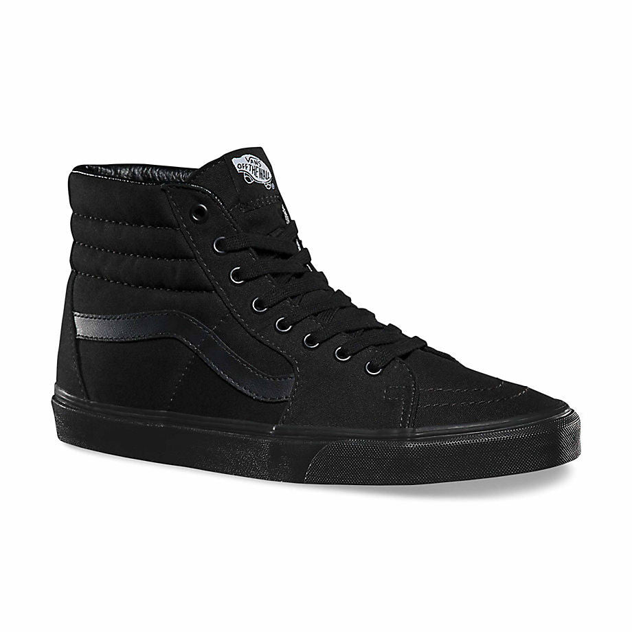 VANS SK8 HI BLACK BLACK BLACK CANVAS UNISEX TRAINERS