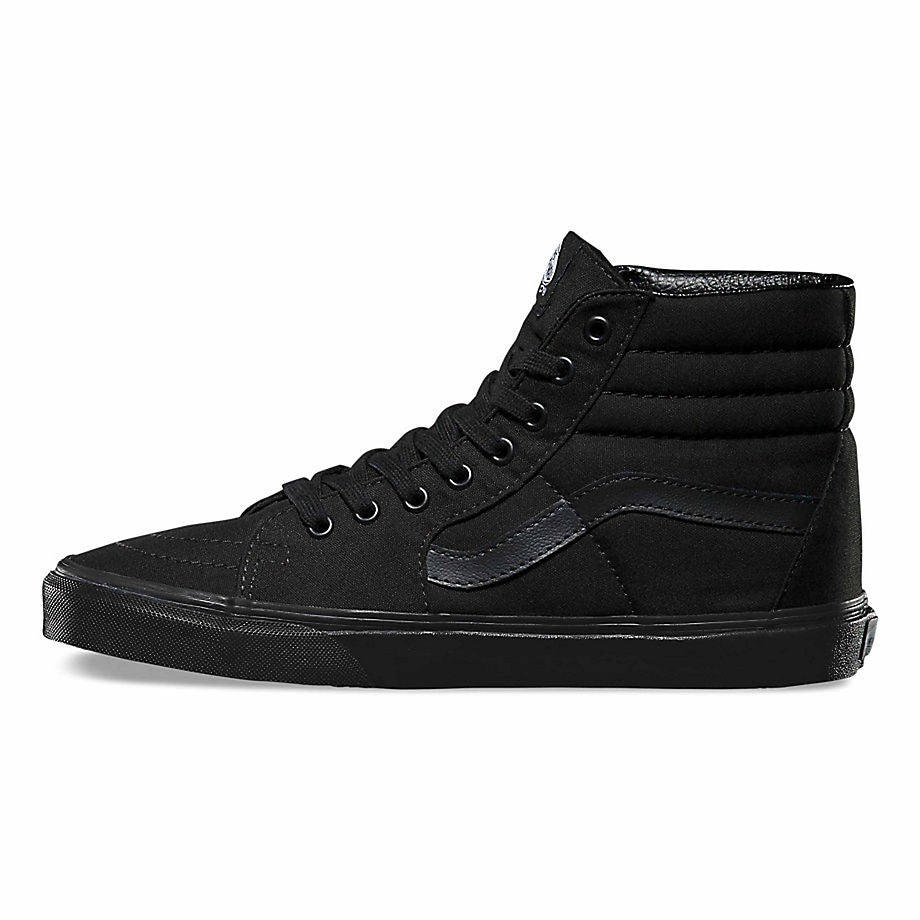 VANS SK8 HI BLACK BLACK BLACK CANVAS UNISEX TRAINERS