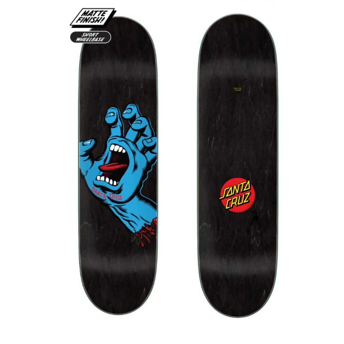 SANTA CRUZ LOGO DECK SCREAMING HAND BLACK 8.6