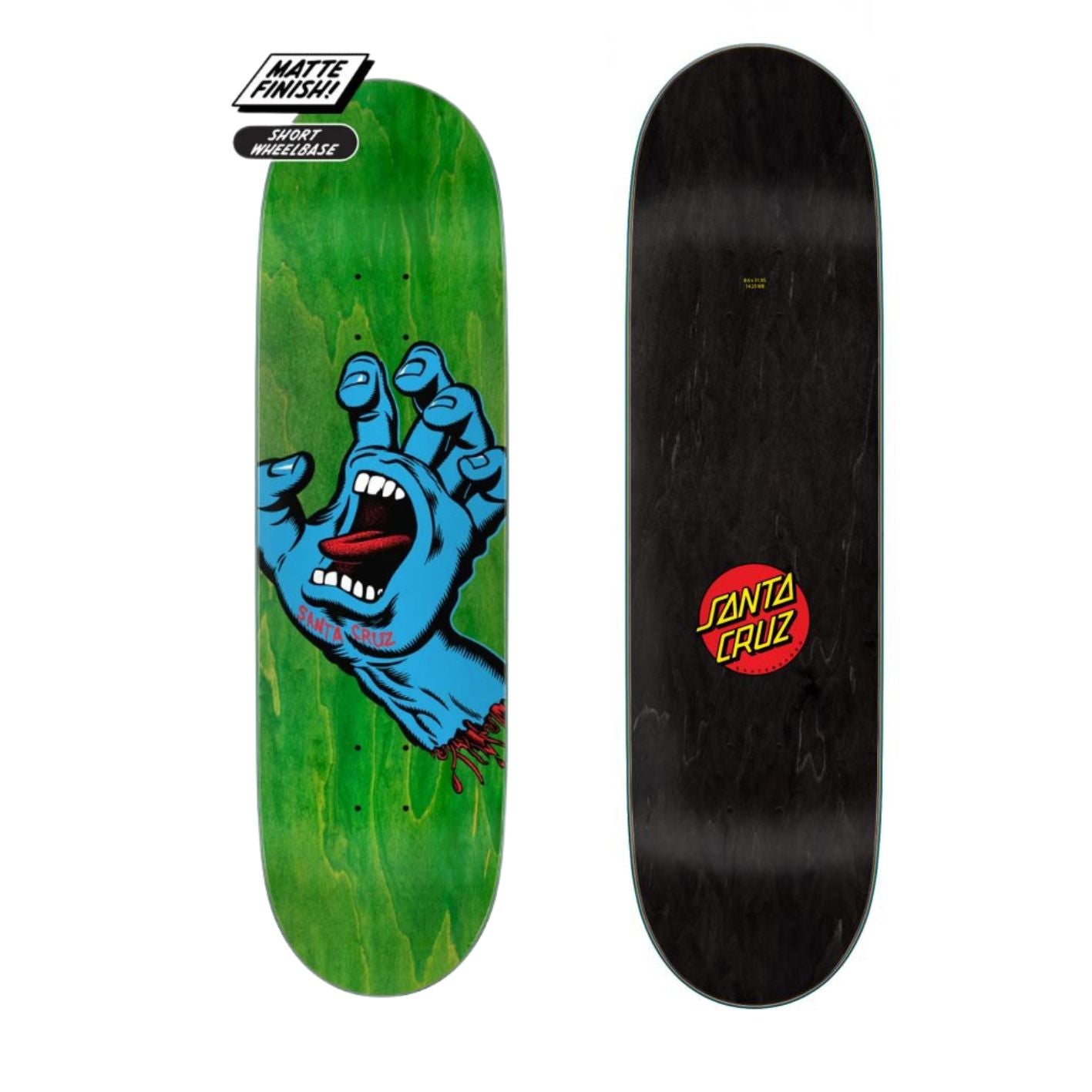SANTA CRUZ LOGO DECK SCREAMING HAND GREEN 8.8