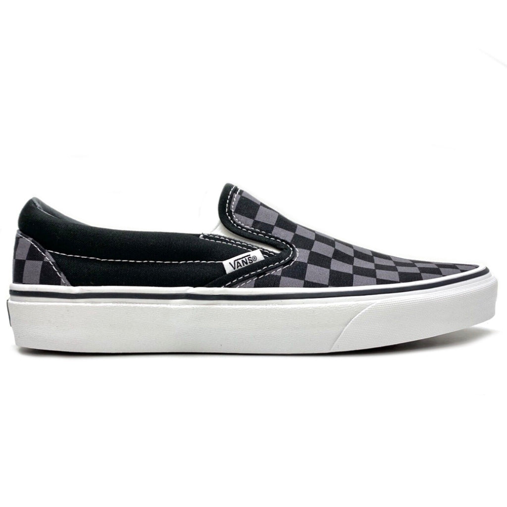 VANS CLASSIC SLIP ON CHECKERBOARD BLACK & PEWTER UNISEX TRAINERS (UK 6)