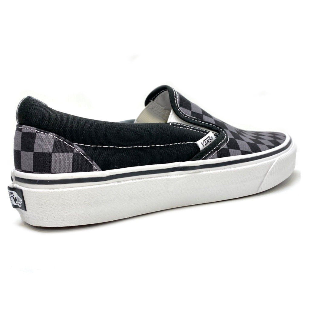 VANS CLASSIC SLIP ON CHECKERBOARD BLACK & PEWTER UNISEX TRAINERS (UK 6)