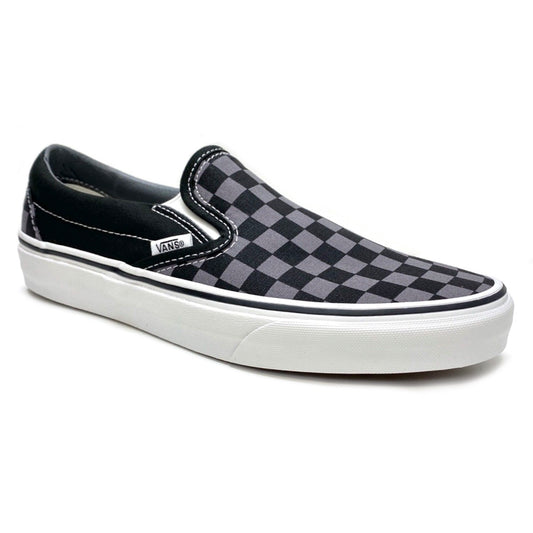 VANS CLASSIC SLIP ON CHECKERBOARD BLACK & PEWTER UNISEX TRAINERS (UK 6)