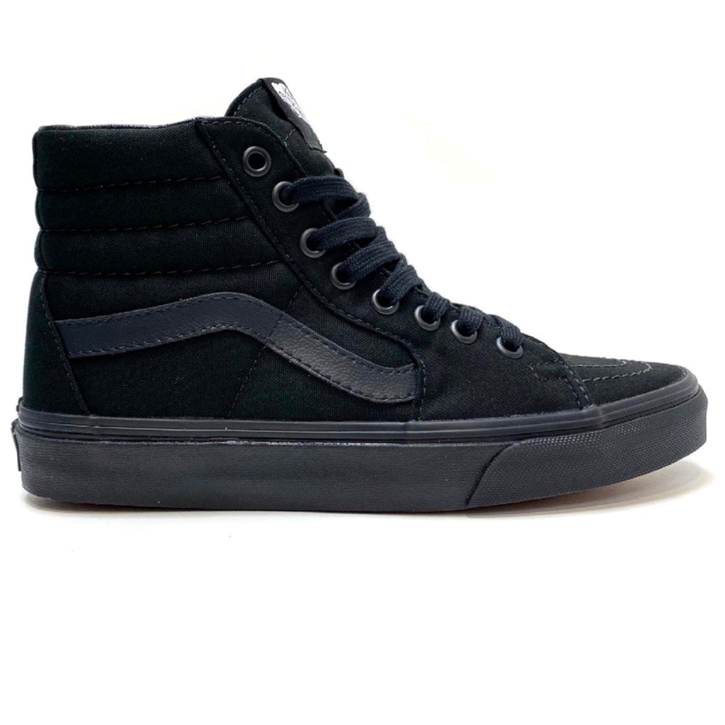 VANS SK8 HI BLACK BLACK BLACK CANVAS UNISEX TRAINERS