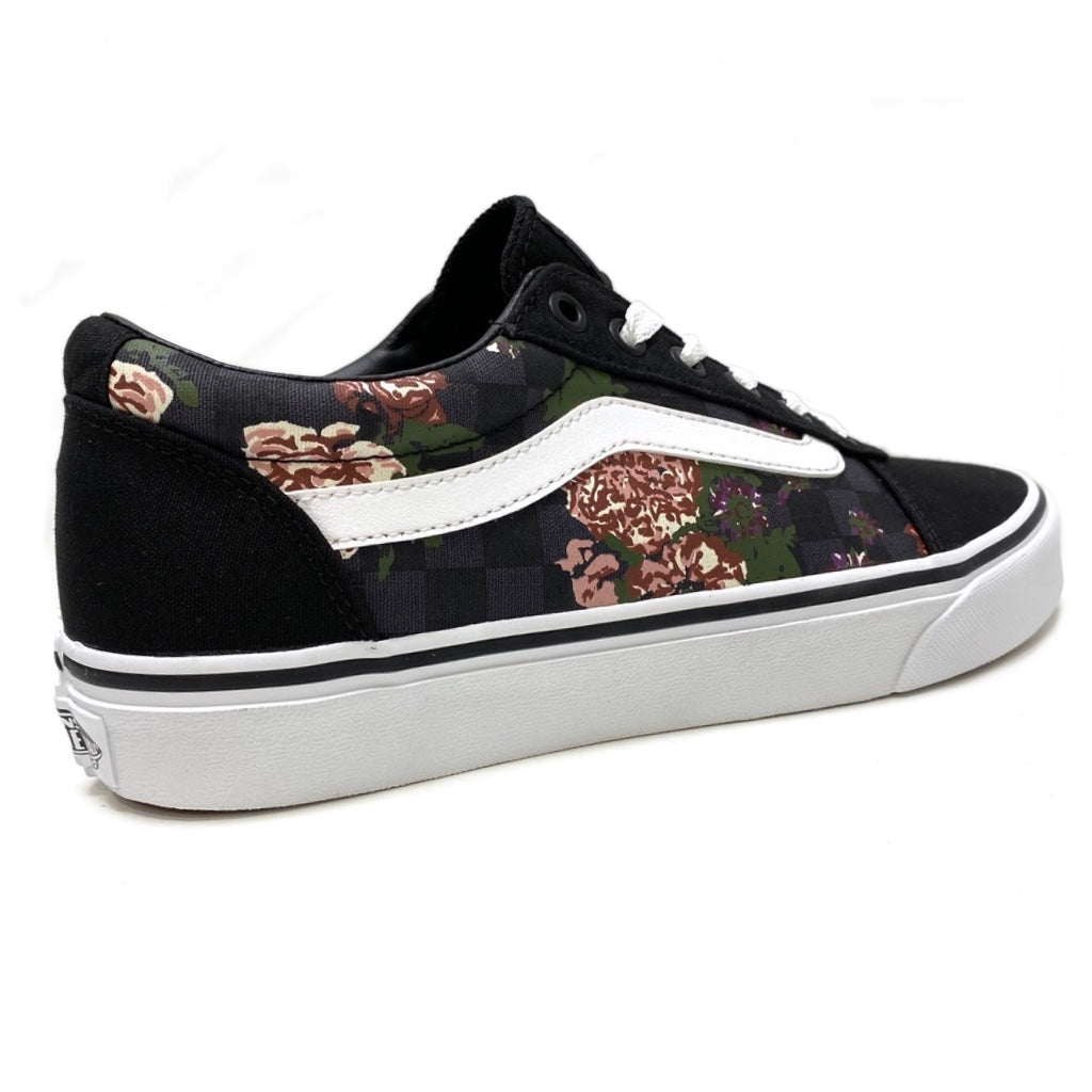 VANS WARD FLOWERS & CHECKS BLACK & WHITE TRAINERS (UK 4.5 EUR 37)