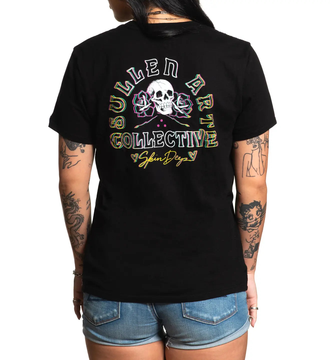 SULLEN ANGELS SKIN DEEP BLACK LADIES T-SHIRT