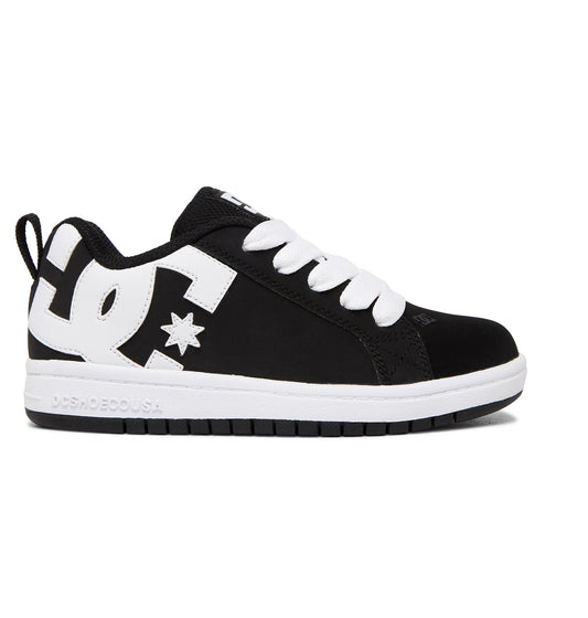 DC SHOES COURT GRAFFIK BLACK WHITE YOUTH TRAINERS