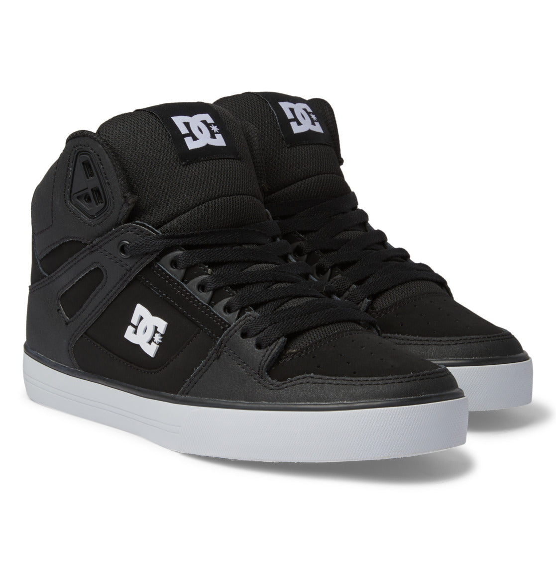 DC SHOES PURE HIGH TOP WC BLACK BLACK WHITE TRAINERS (UK 8)