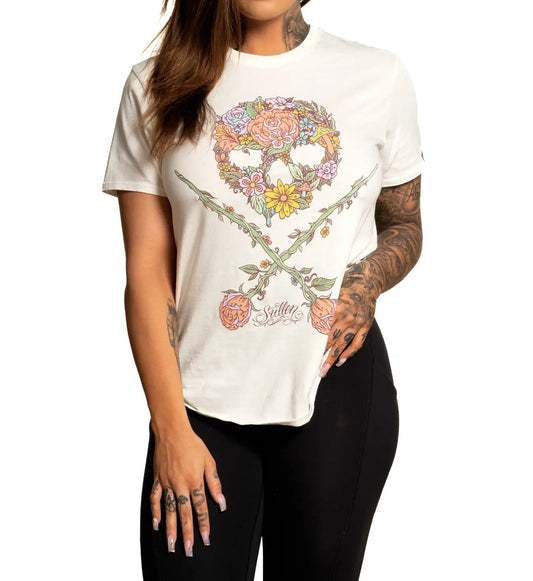 SULLEN CLOTHING FLOWER CHILD ANTIQUE WHITE LADIES SULLEN ANGELS T-SHIRT (M)