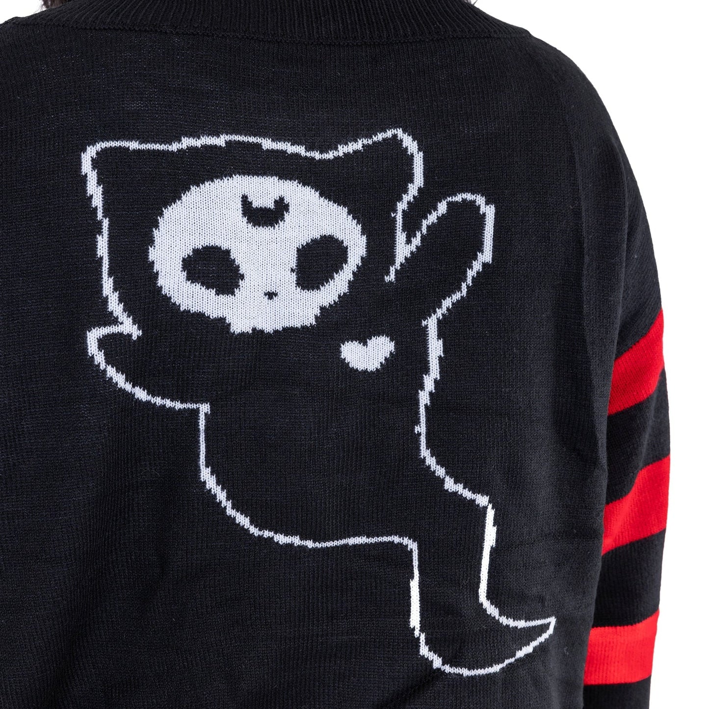 POIZEN HEARTLESS HALF DEAD CAT JUMPER RED WHITE BLACK