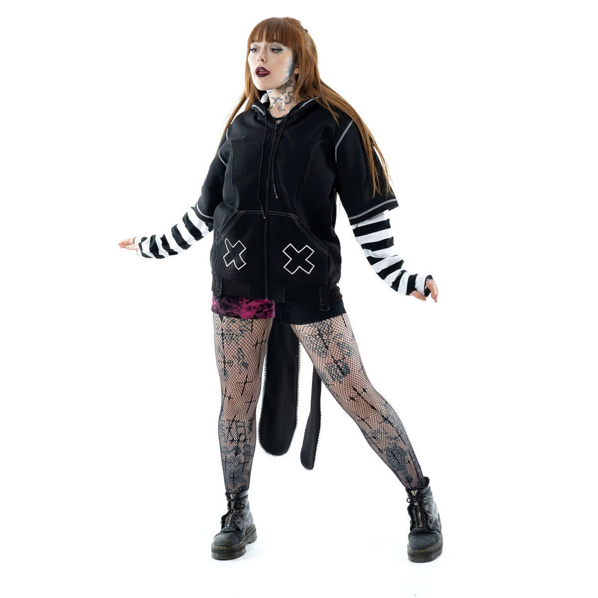 POIZEN CUPCAKE CULT HYPNO BUNNY BLACK WHITE HOODIE
