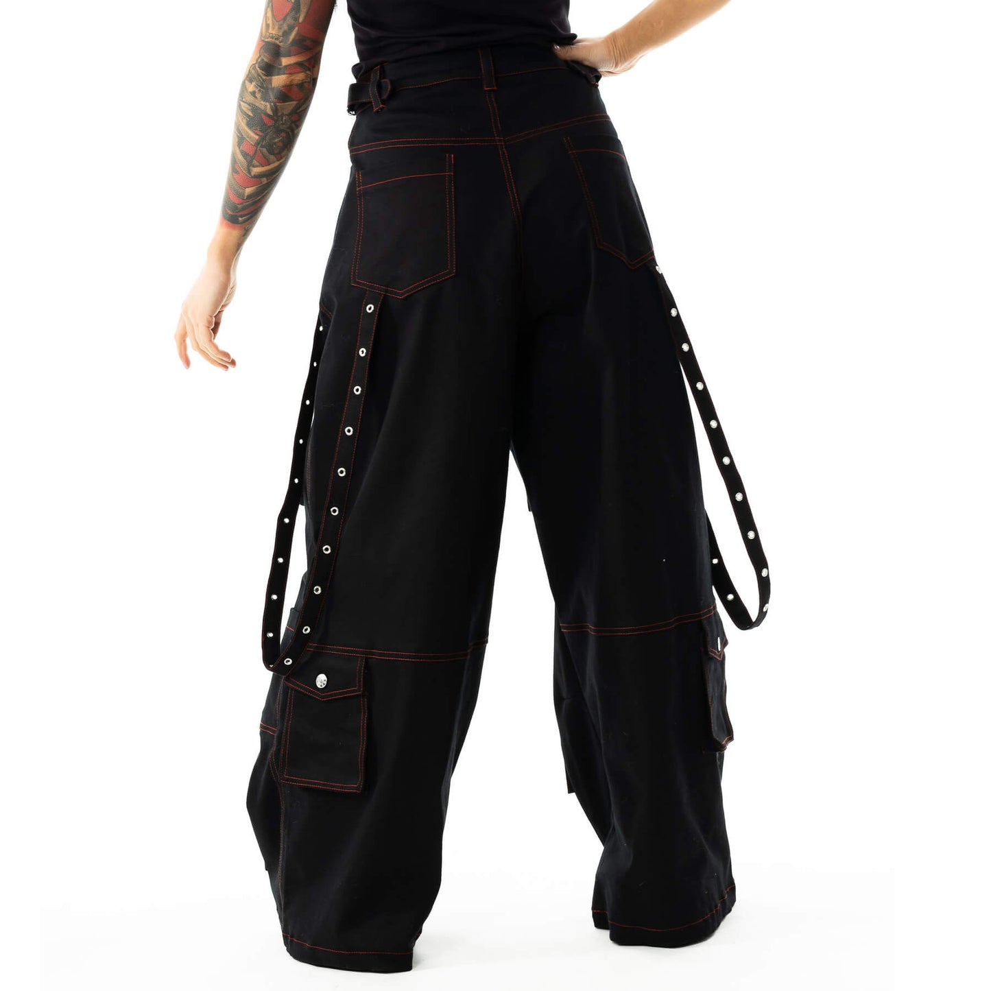 VIXXIN CHEMICAL JAYCEE LONG LEG PANTS BLACK RED