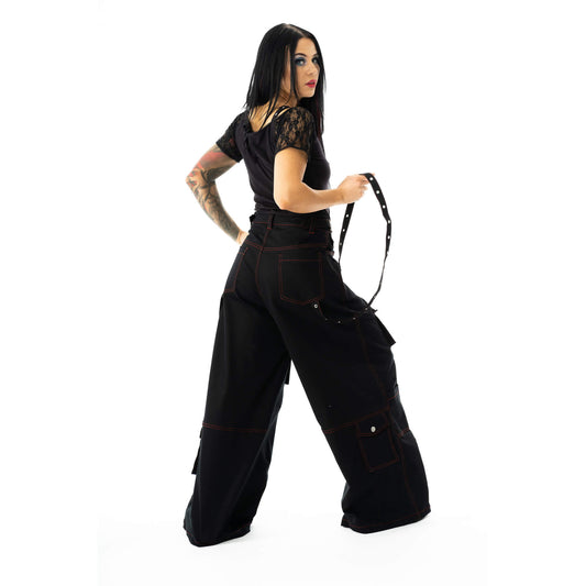 VIXXIN CHEMICAL JAYCEE LONG LEG PANTS BLACK RED