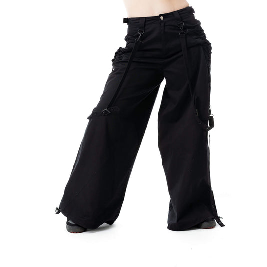 VIXXSIN MARIPOSA PANTS - SUPER BAGGY IN BLACK WITH EMBROIDERY