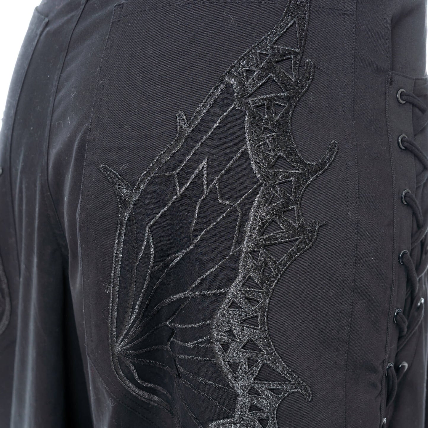 VIXXSIN MARIPOSA PANTS - SUPER BAGGY IN BLACK WITH EMBROIDERY