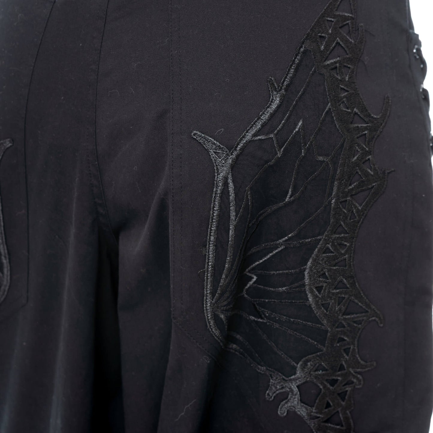 VIXXSIN MARIPOSA PANTS - SUPER BAGGY IN BLACK WITH EMBROIDERY