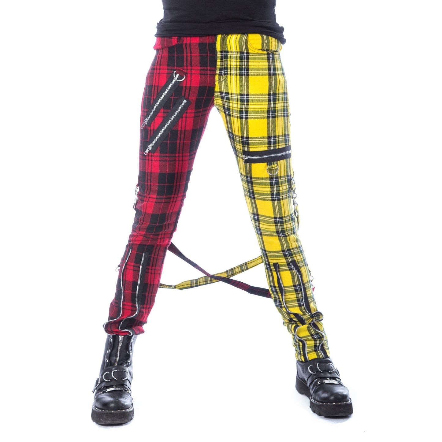 POIZEN CHEMICAL ORDELIA PANTS RED YELLOW TARTAN LADIES