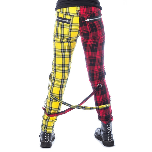 POIZEN CHEMICAL ORDELIA PANTS RED YELLOW TARTAN LADIES