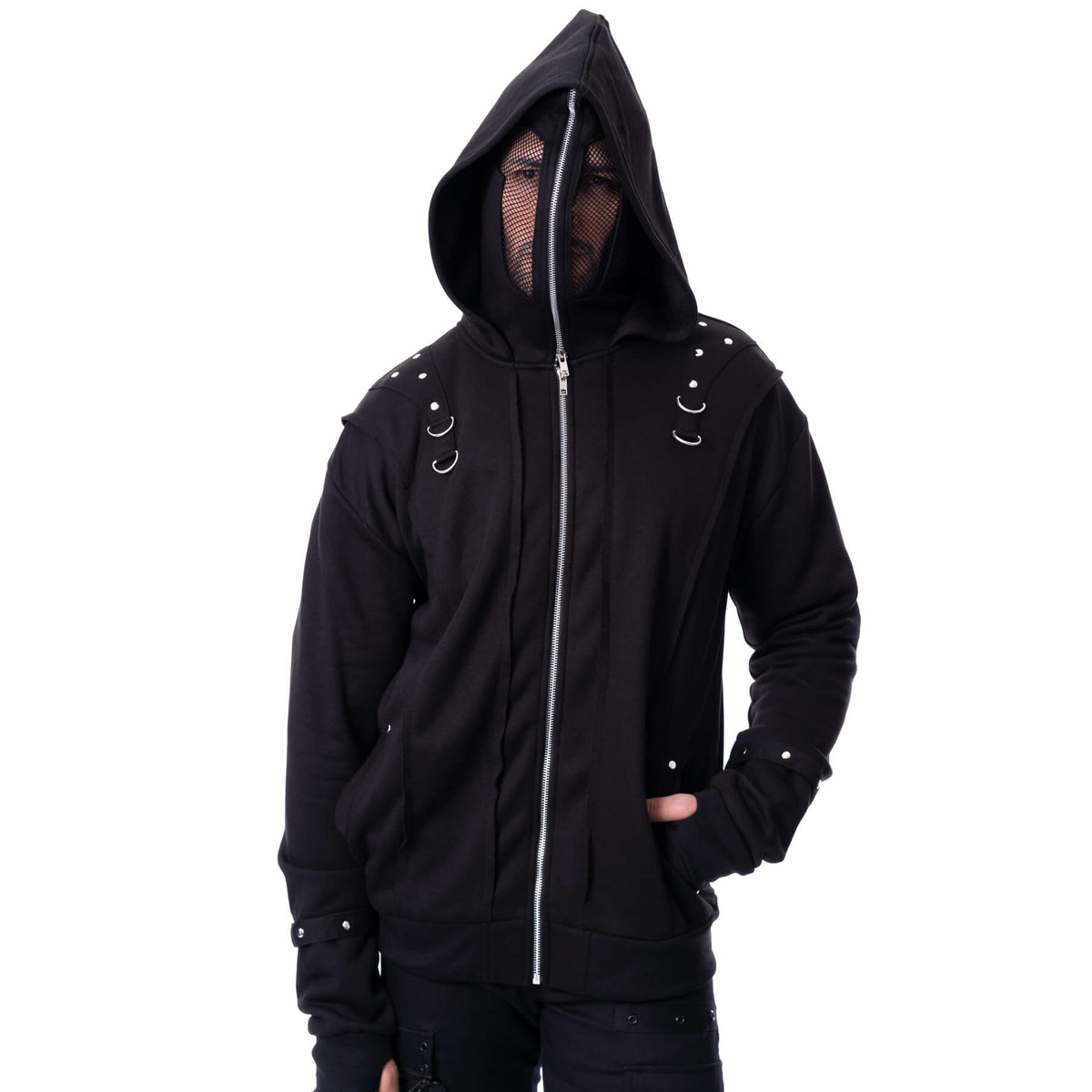 CHEMICAL RUIN BLACK HOODED TOP MEN