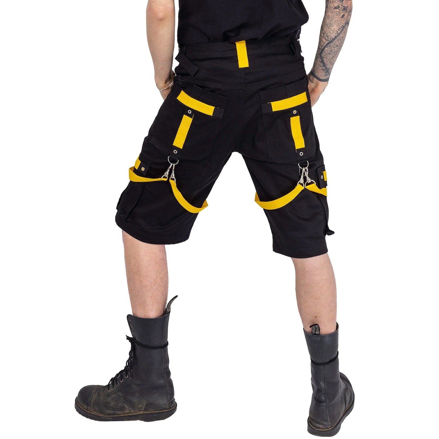 POIZEN MENS RUINATION SHORTS BLACK YELLOW