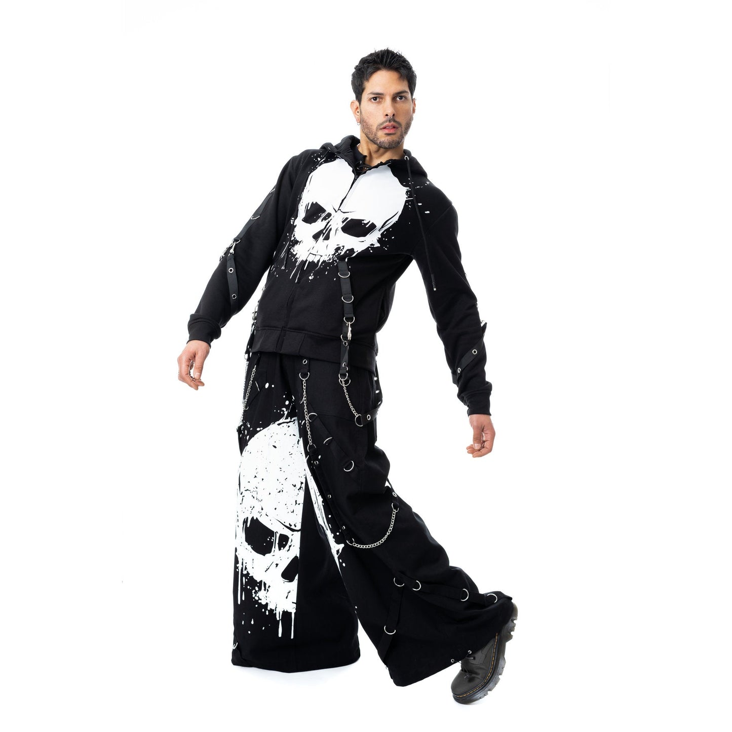 POIZEN UNDEAD BLACK WHITE TROUSERS PANTS