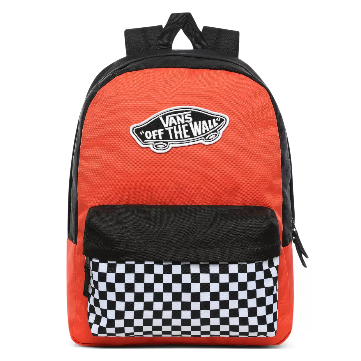 VANS REALM PAPRIKA BLACK & WHITE CHECKERBOARD BACKPACK