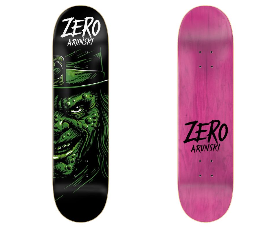 Zero Skateboard Deck Fright Night Leprechaun Adam Arunski 8.5"