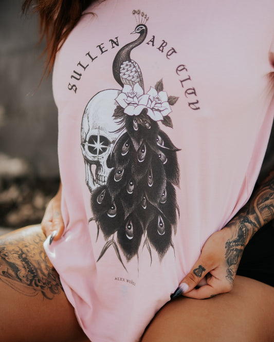SULLEN CLOTHING PEACOCK CAMEO PINK LADIES SULLEN ANGELS T-SHIRT