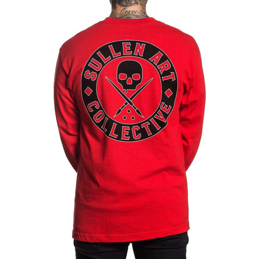 SULLEN CLOTHING BADGE OF HONOUR LONG SLEEVE RED T-SHIRT (L)